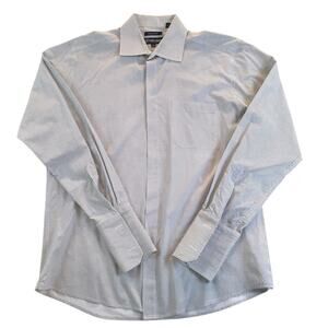 Stacy Adams Dress Shirt Reg Fit 16 34/35 White Gray Mini-Dot